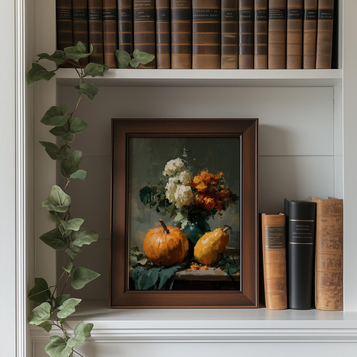 Thanksgiving Still Life fall art print shown in a room setting