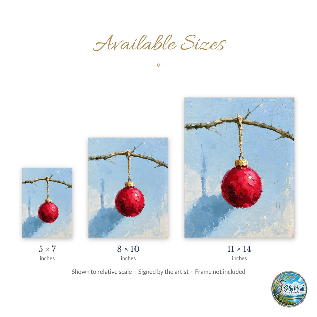 Red Bulb Twig art print size guide: 5x7, 8x10 and 11x14