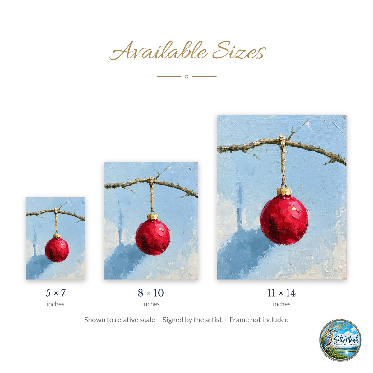 Red Bulb Twig art print size guide: 5x7, 8x10 and 11x14