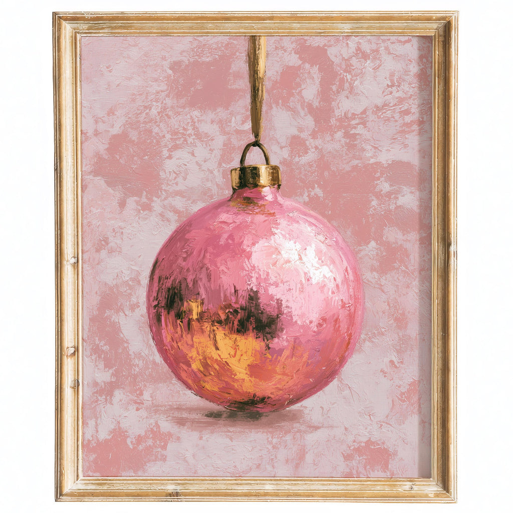Pink Bulb Christmas art print framed