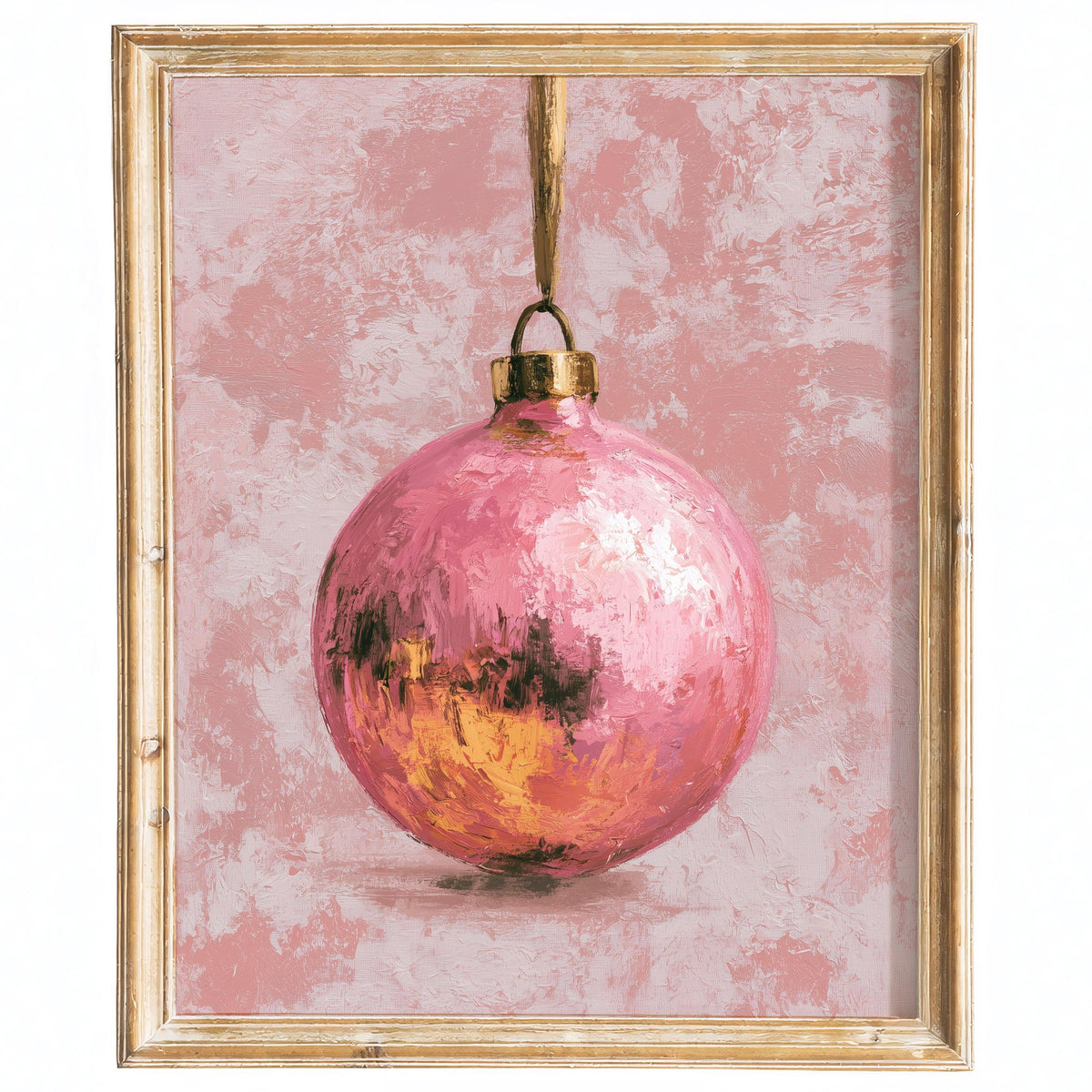 Pink Bulb Christmas art print framed