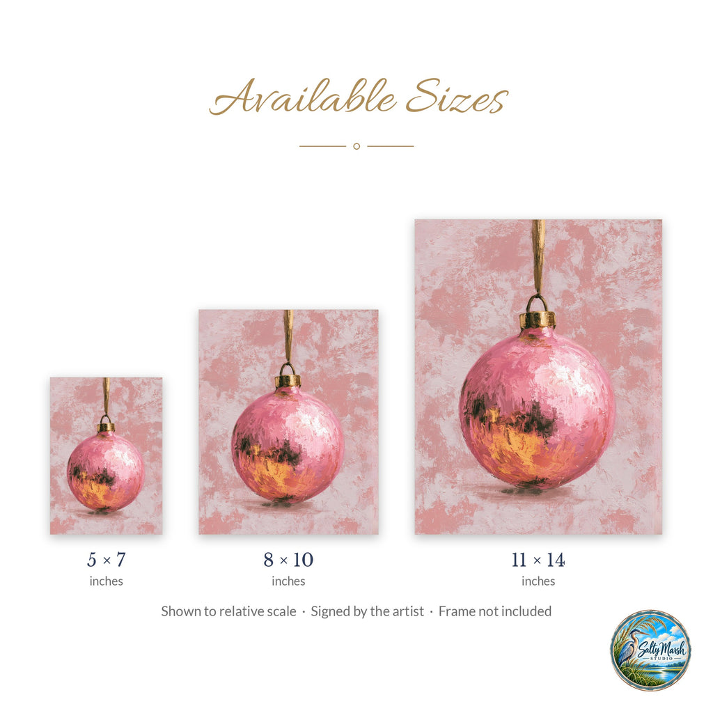 Pink Bulb art print size guide: 5x7, 8x10 and 11x14