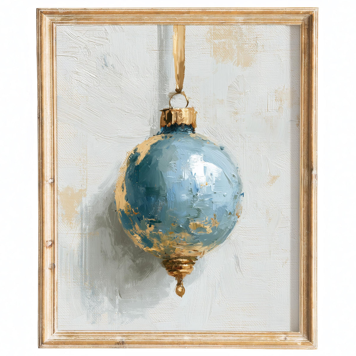 Dusty Blue Bulb Christmas art print framed