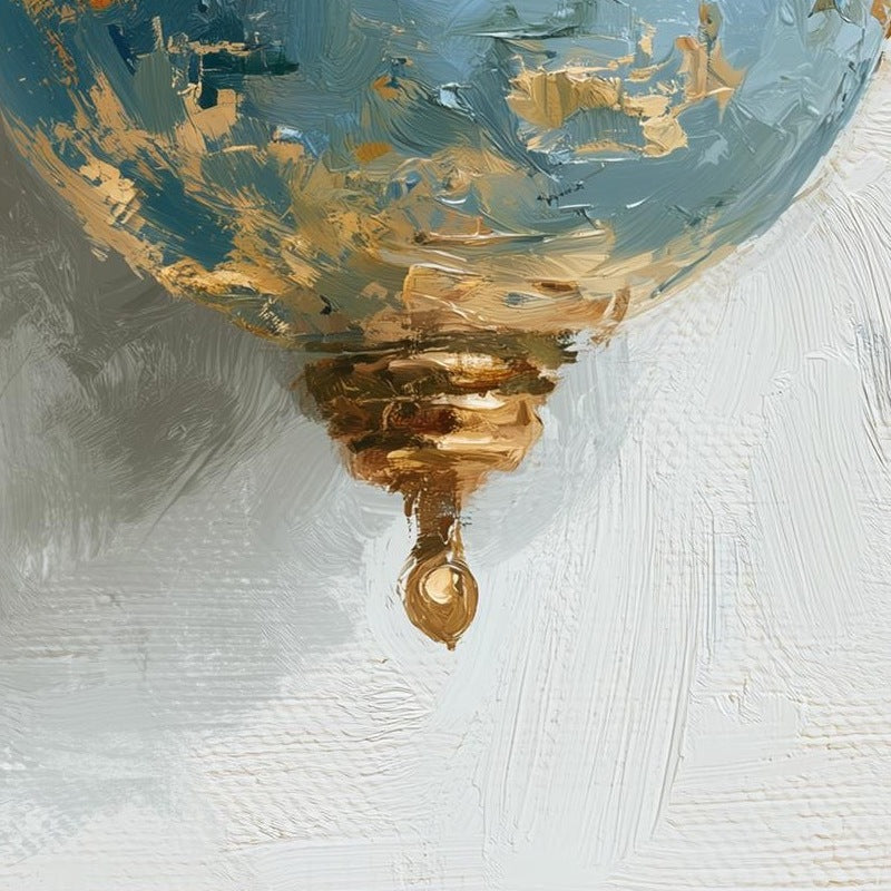 Dusty Blue Bulb Christmas art print close-up detail