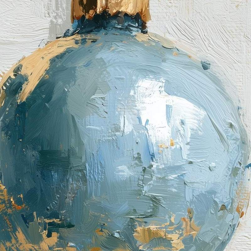 Dusty Blue Bulb Christmas art print close-up detail