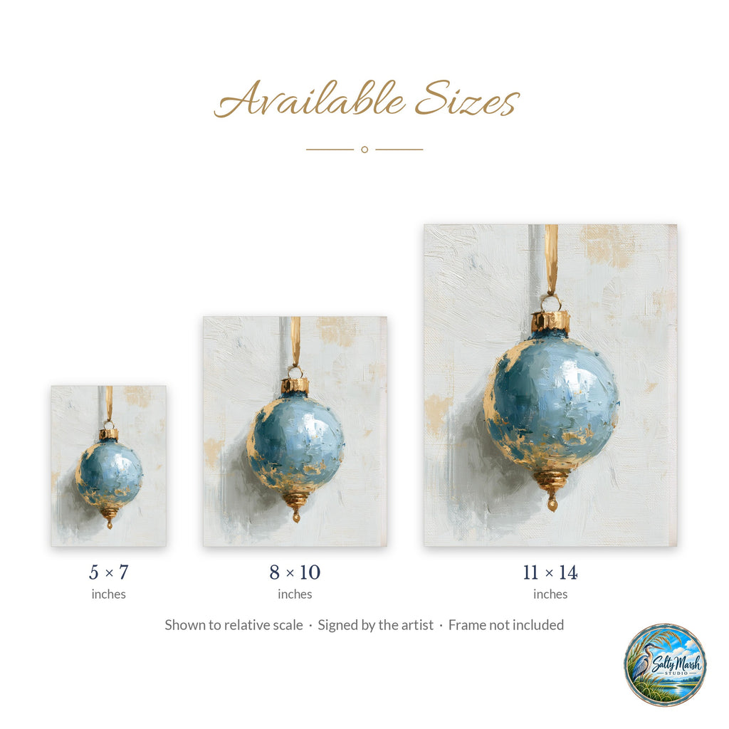 Dusty Blue Bulb art print size guide: 5x7, 8x10 and 11x14