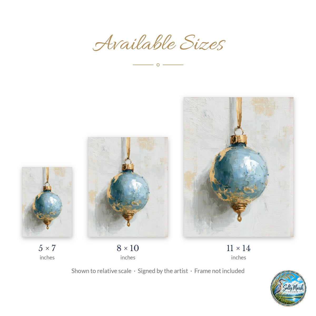 Dusty Blue Bulb art print size guide: 5x7, 8x10 and 11x14