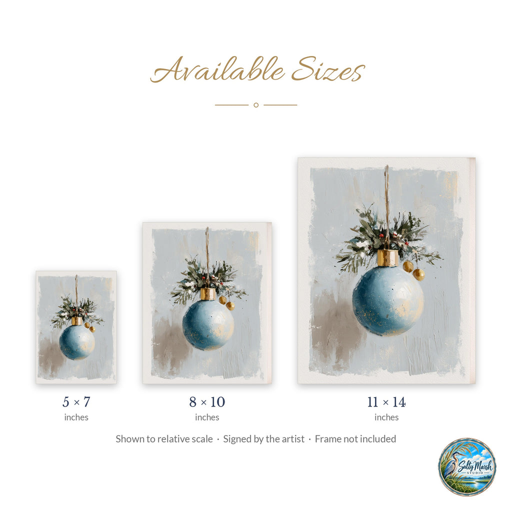 Blue Bulb art print size guide: 5x7, 8x10 and 11x14