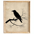 Raven Silhouette winter art print framed