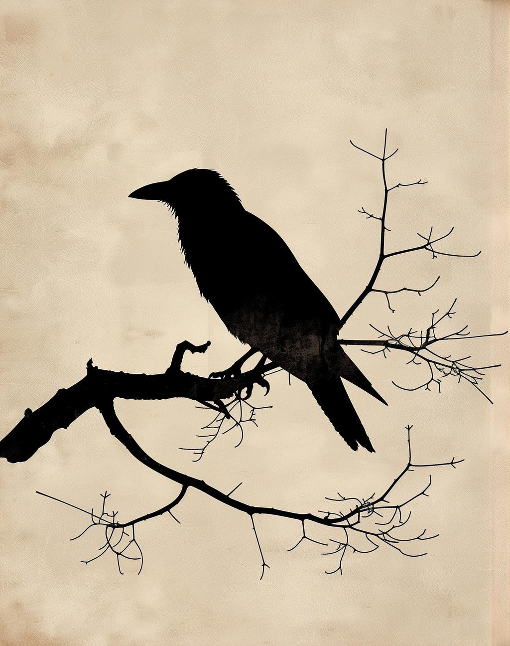 Raven Silhouette winter art print unframed, signed by Pattie Overcash