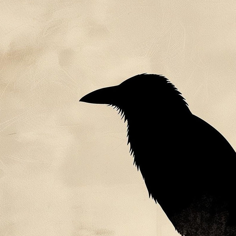 Raven Silhouette winter art print close-up detail