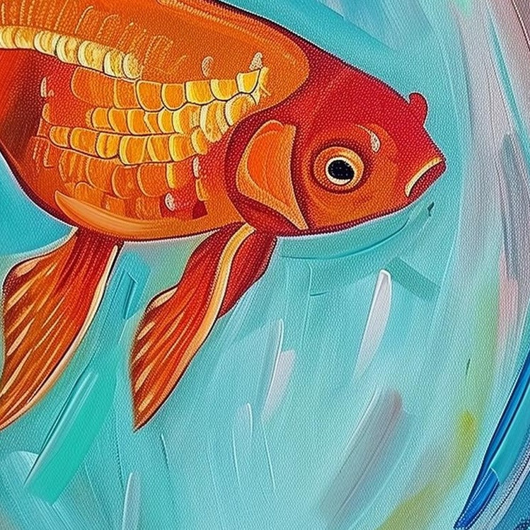 Goldfish Bowl animal art print close-up detail
