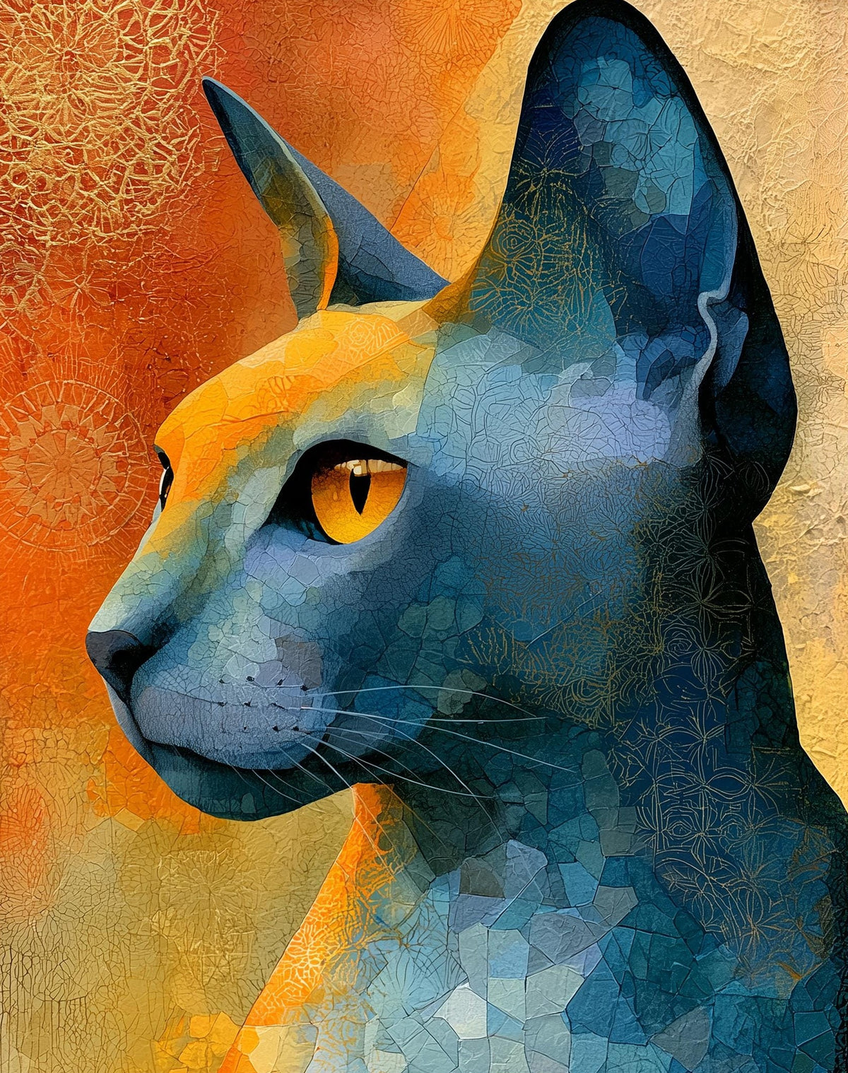 Sphynx Cat animal art print unframed, signed by Pattie Overcash