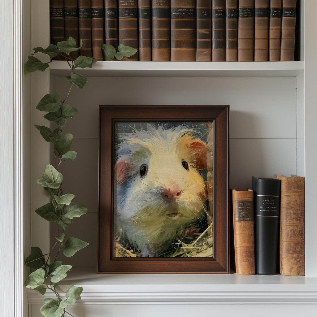 Guinea Pig animal art print shown in a room setting