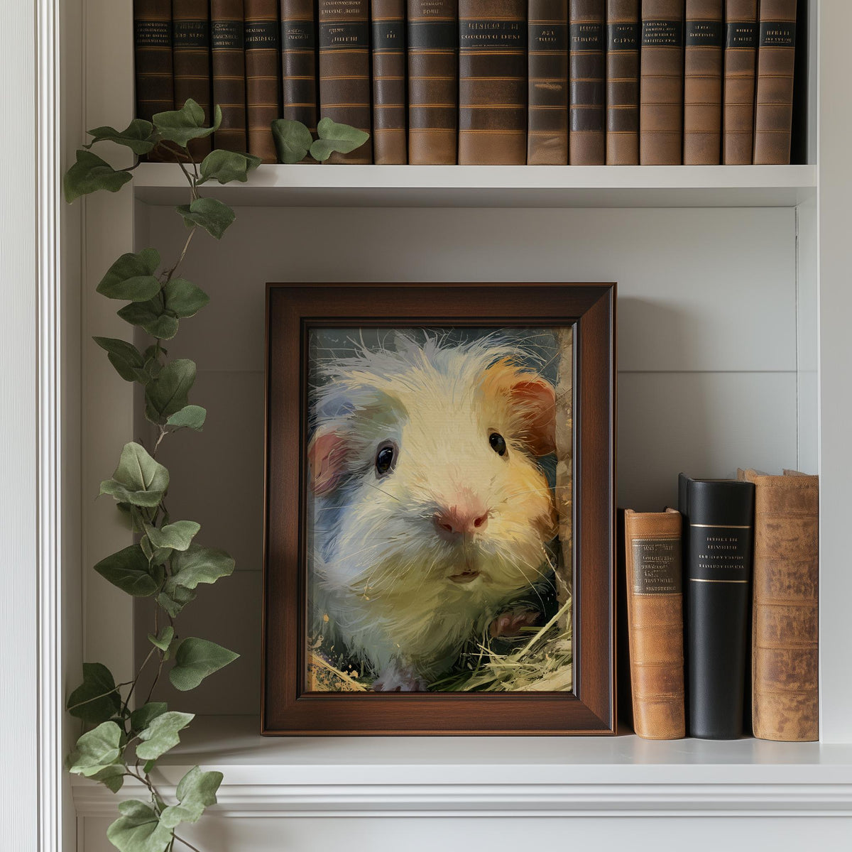 Guinea Pig animal art print shown in a room setting
