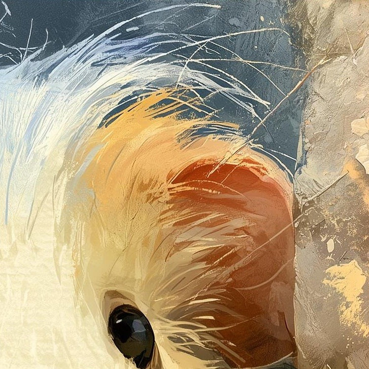 Guinea Pig animal art print close-up detail