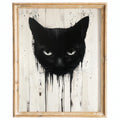 Dripping Black Cat Halloween art print framed