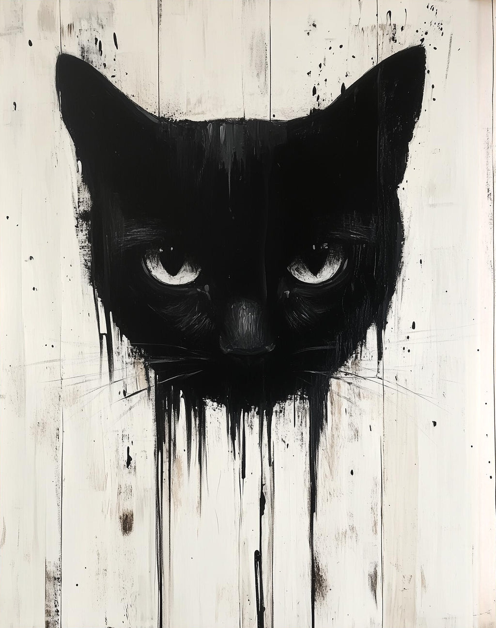 Dripping Black Cat Halloween art print unframed, signed by Pattie Overcash