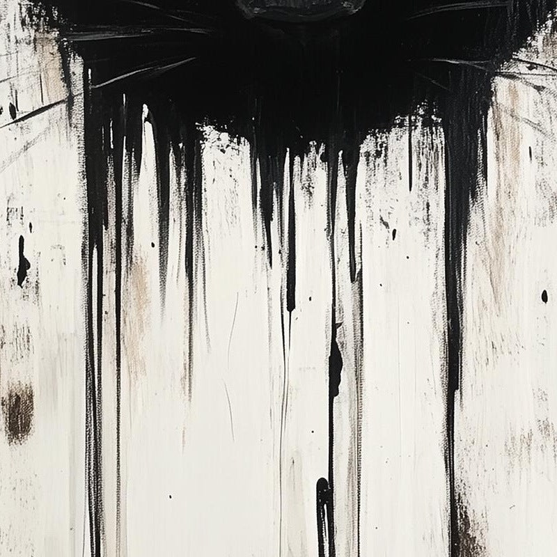 Dripping Black Cat Halloween art print close-up detail