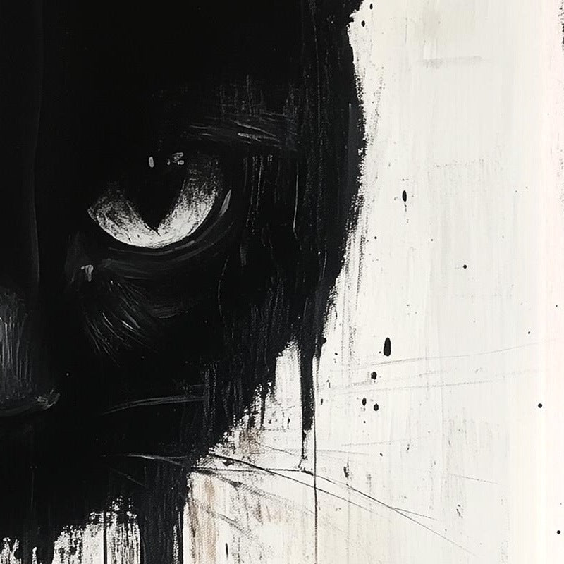Dripping Black Cat Halloween art print close-up detail