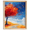 Red Autumn Tree fall art print framed