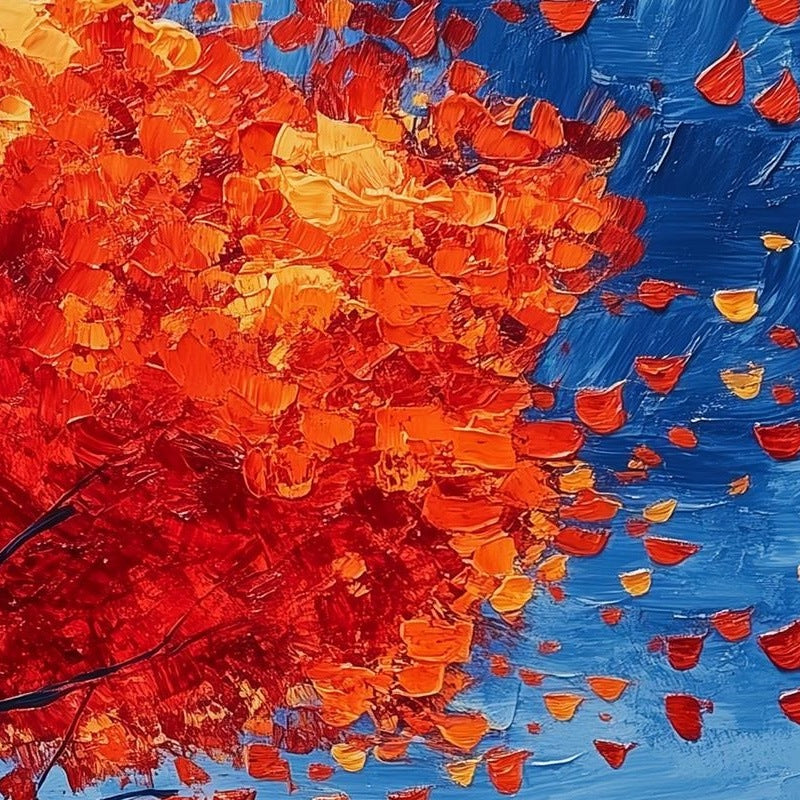 Red Autumn Tree fall art print close-up detail