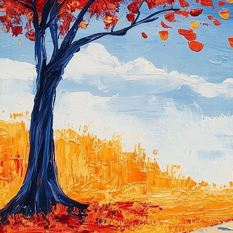 Red Autumn Tree fall art print close-up detail