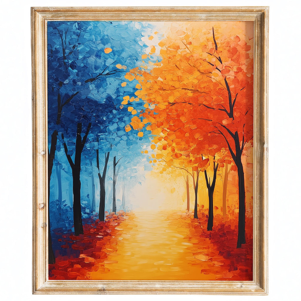 Bold Fall Tree Path fall art print framed