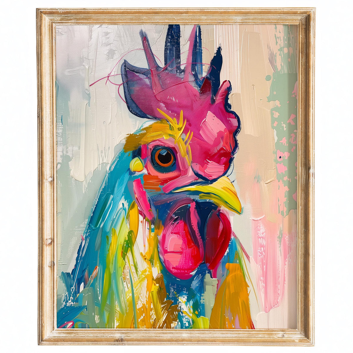 Whimsical Rooster animal art print framed