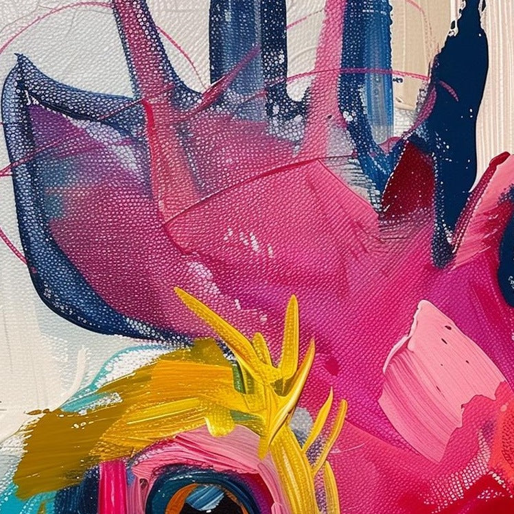 Whimsical Rooster animal art print close-up detail