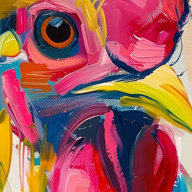 Whimsical Rooster animal art print close-up detail