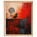 Crow Moon animal art print framed