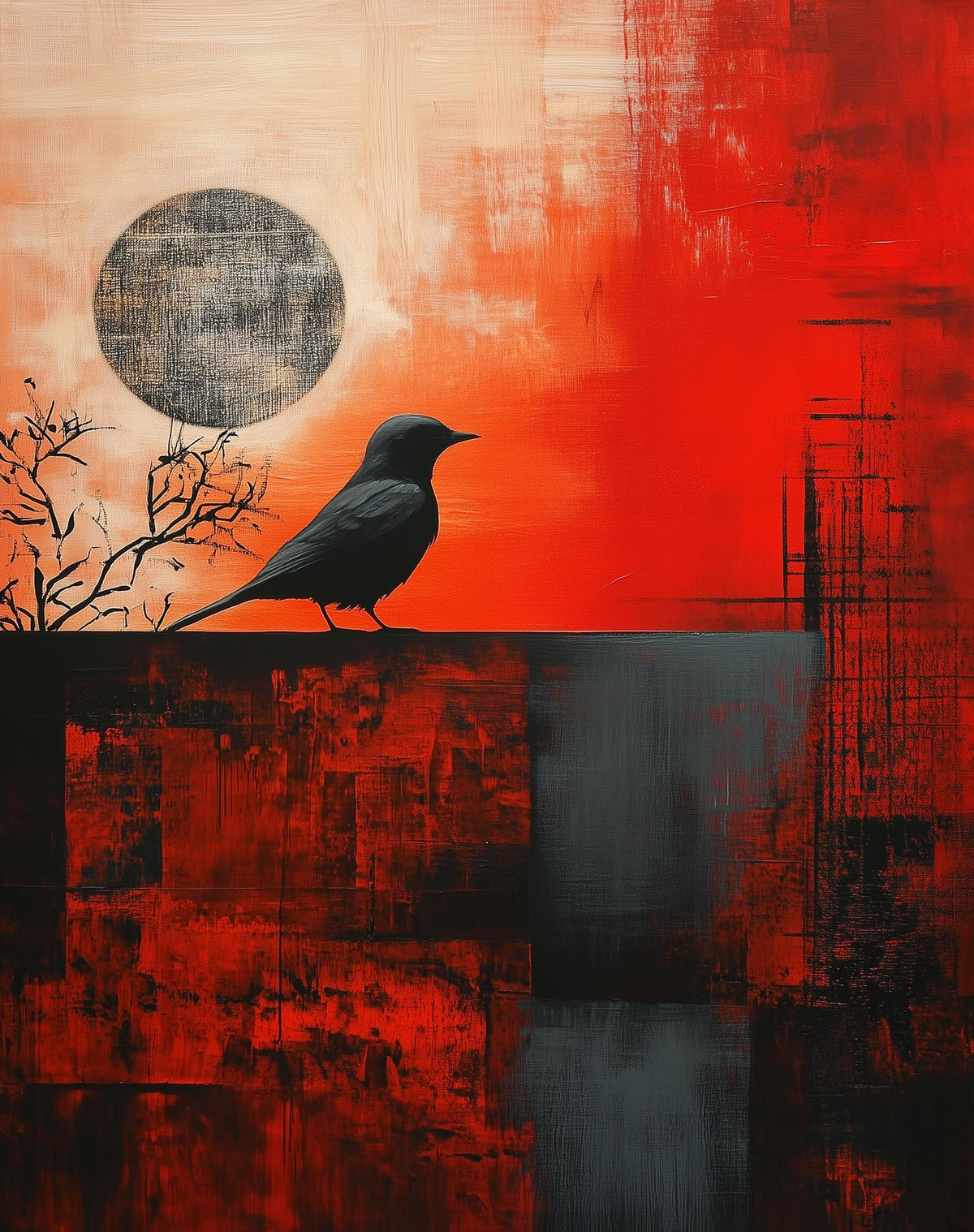 Crow Moon animal art print unframed, signed by Pattie Overcash