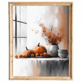 Minimal Pumpkin Still Life fall art print framed