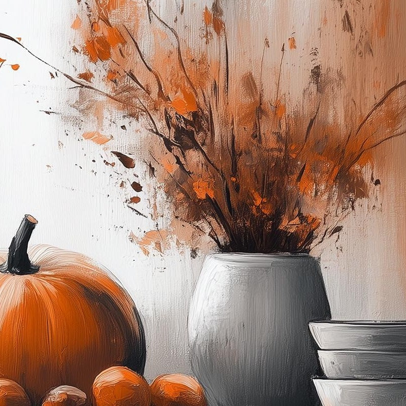 Minimal Pumpkin Still Life fall art print close-up detail