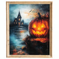 Lakeside Haunted Pumpkin Halloween art print framed