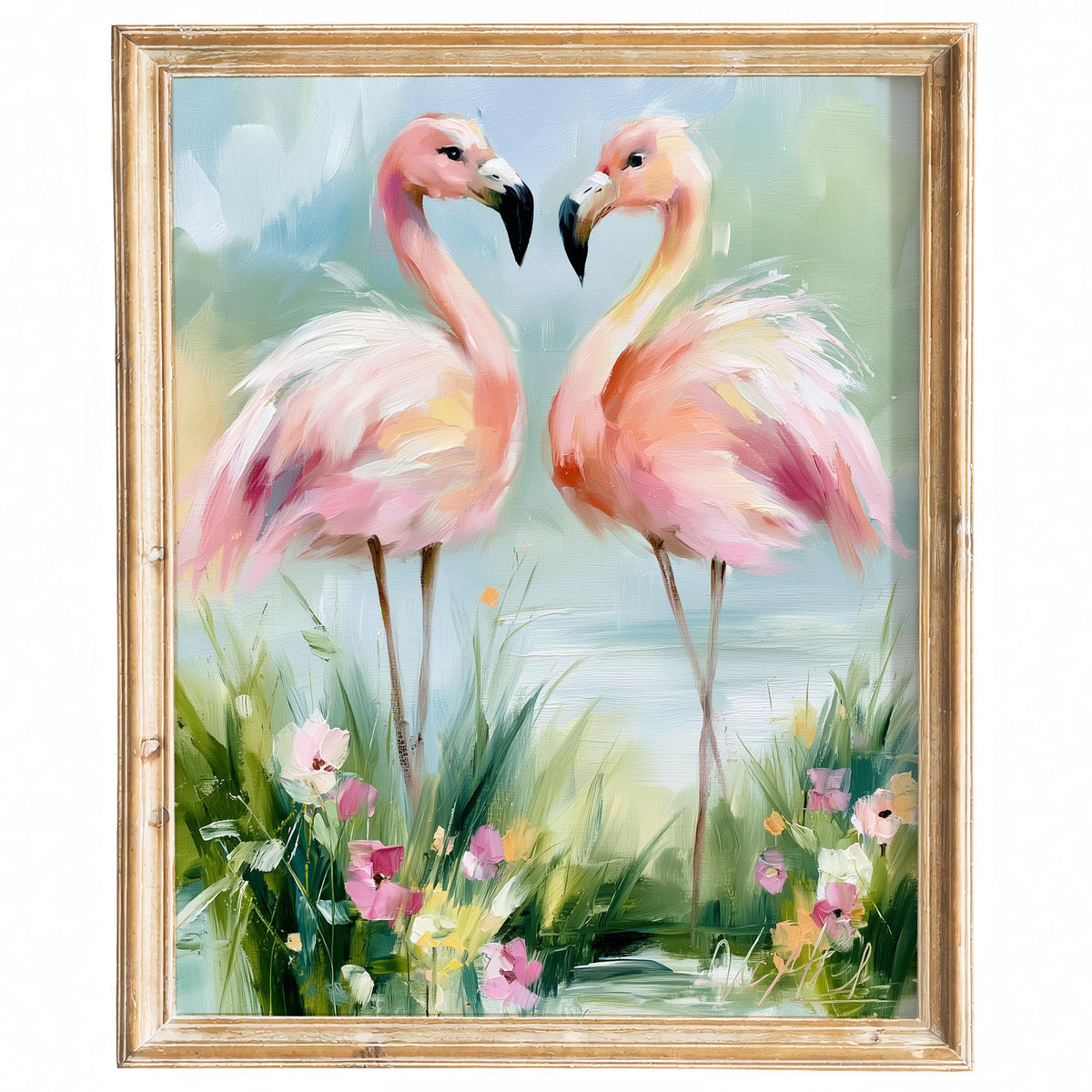 Flamingo Pair animal art print framed