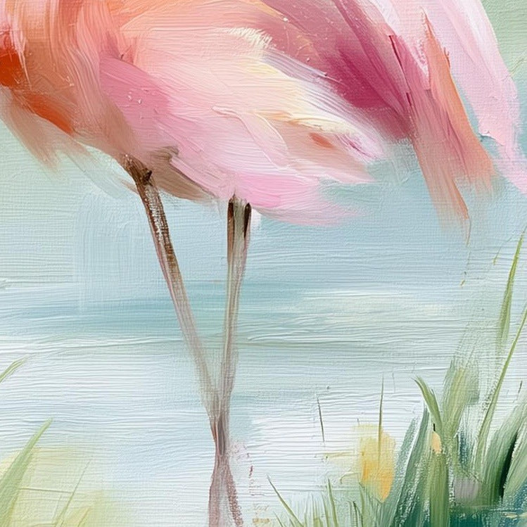 Flamingo Pair animal art print close-up detail