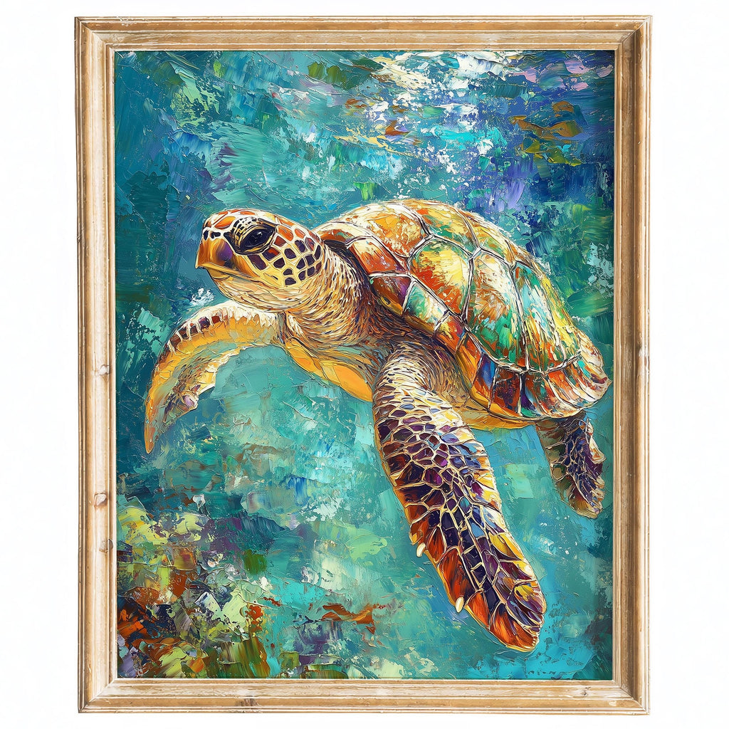 Sea Turtle Water animal art print framed