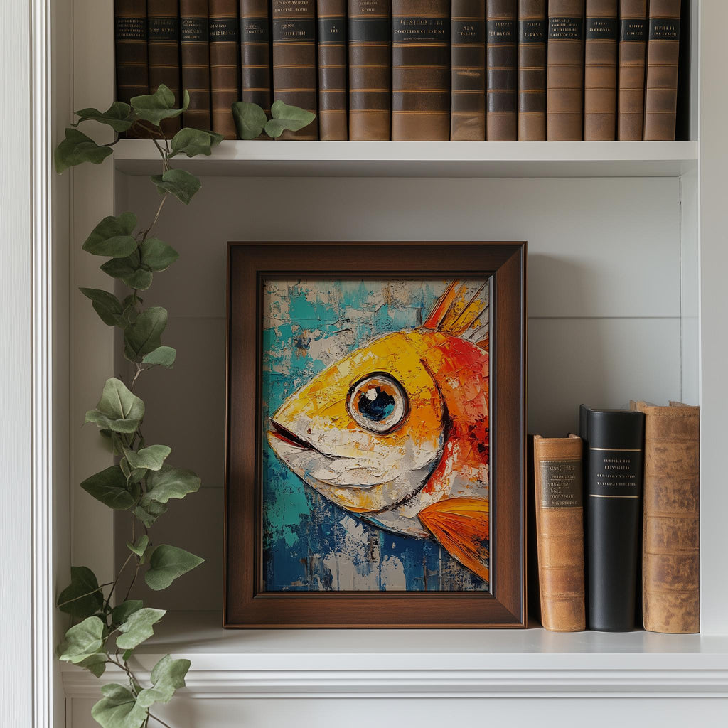 Bold Fish animal art print shown in a room setting