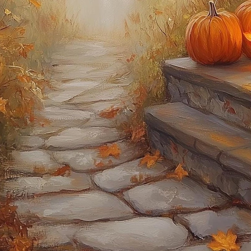 Autumn Doorstep Halloween art print close-up detail