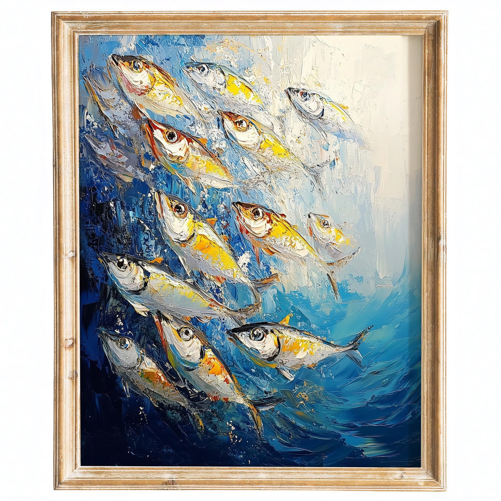 Silver Sardines animal art print framed