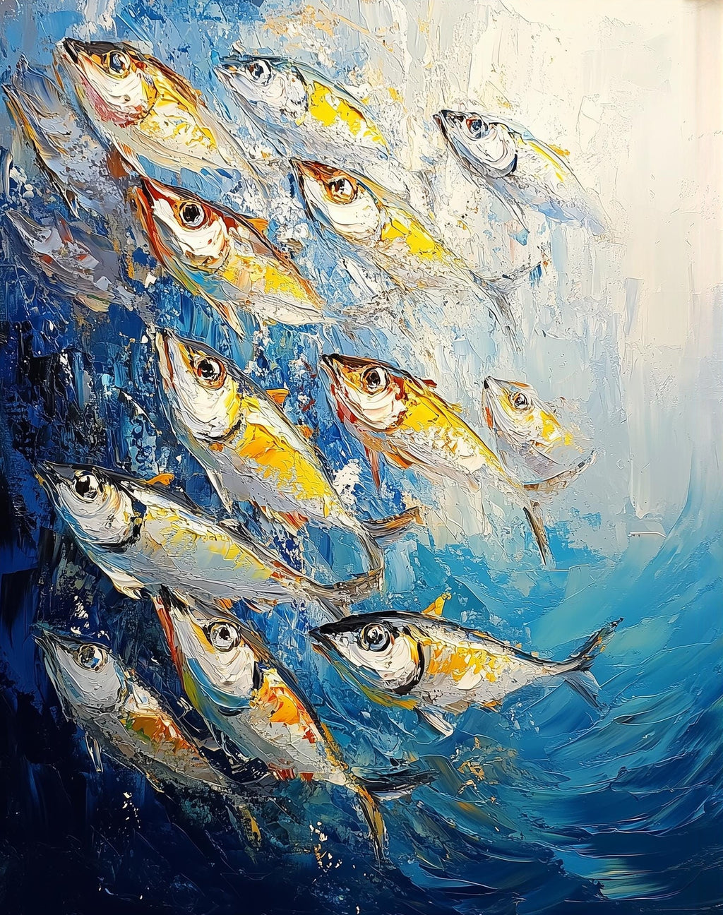Silver Sardines animal art print unframed, signed by Pattie Overcash
