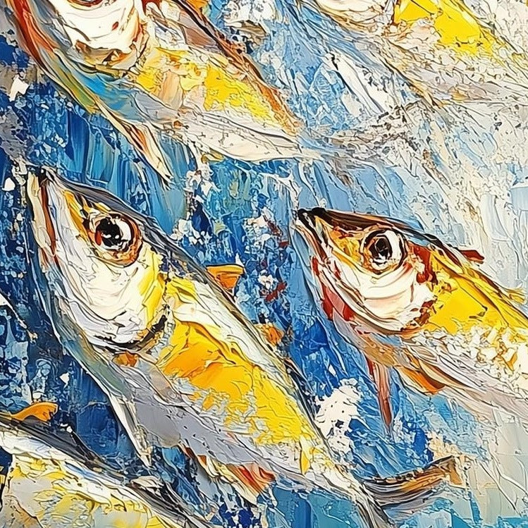 Silver Sardines animal art print close-up detail
