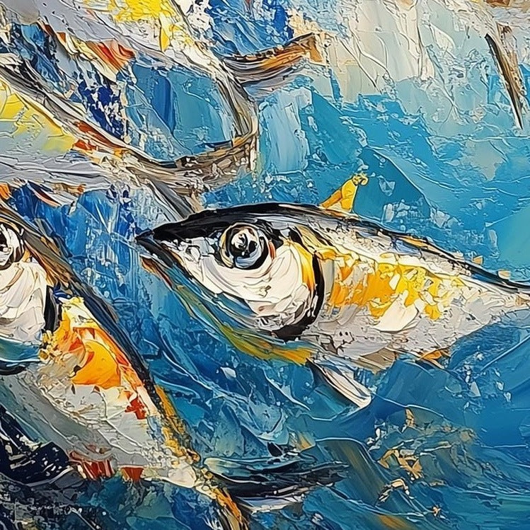 Silver Sardines animal art print close-up detail