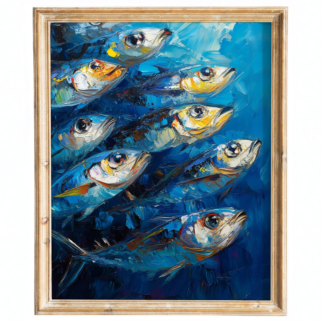 Modern Sardines animal art print framed