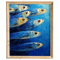 Blue Sardines animal art print framed