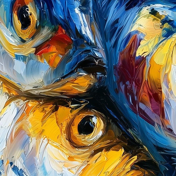 Red Gold Sardines animal art print close-up detail