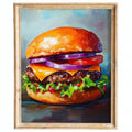 Bold Cheeseburger kitchen art print framed
