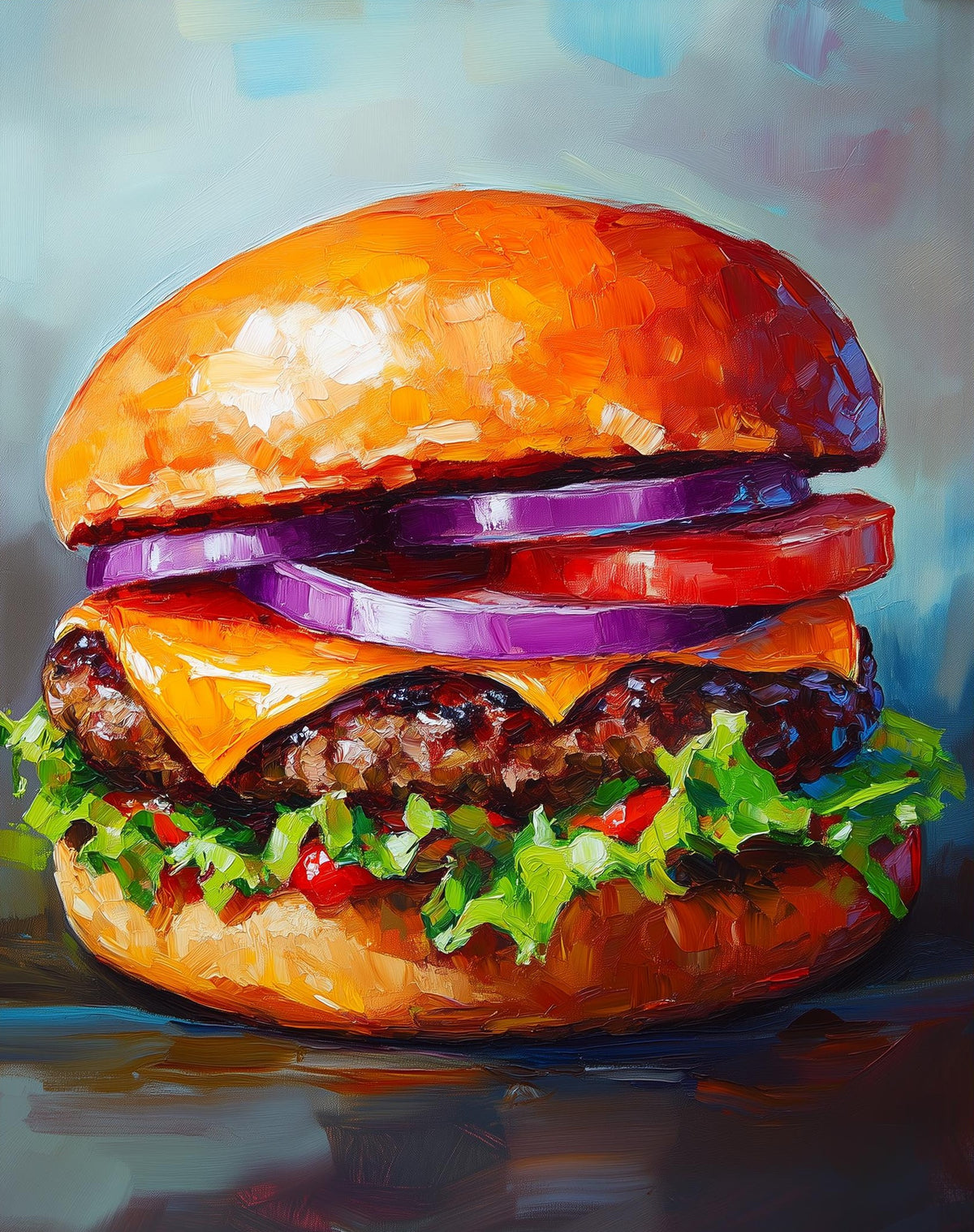 Bold Cheeseburger kitchen art print unframed, signed by Pattie Overcash